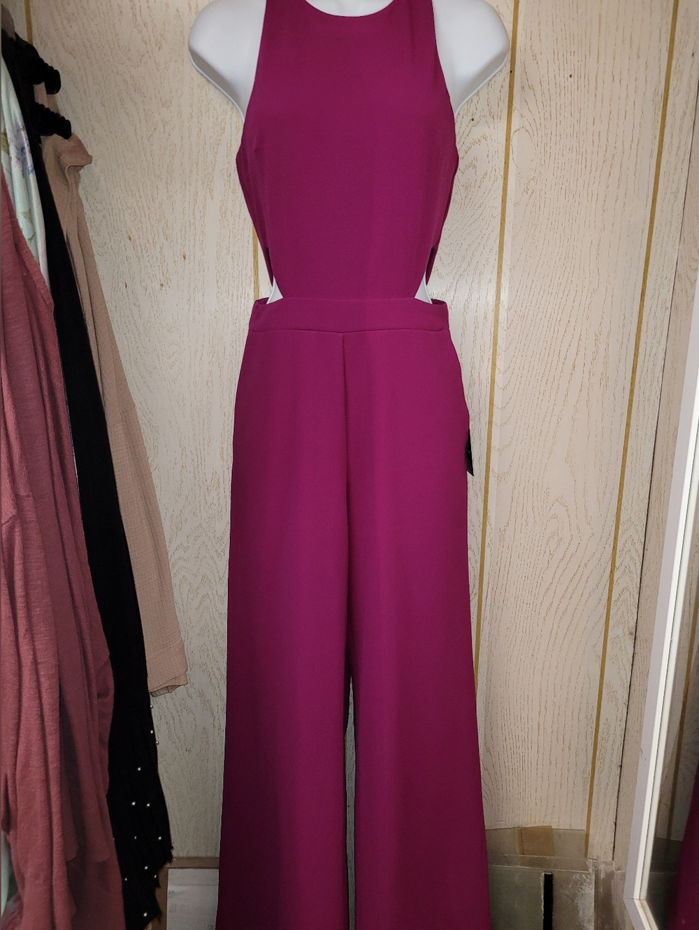 Express Magenta Cutout Wide-Leg Jumpsuit